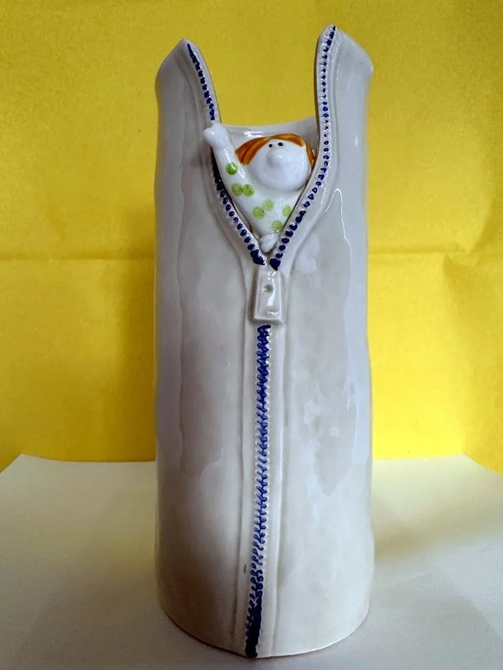 Vintage FITZ and FLOYD Vase with Zipper & Imp